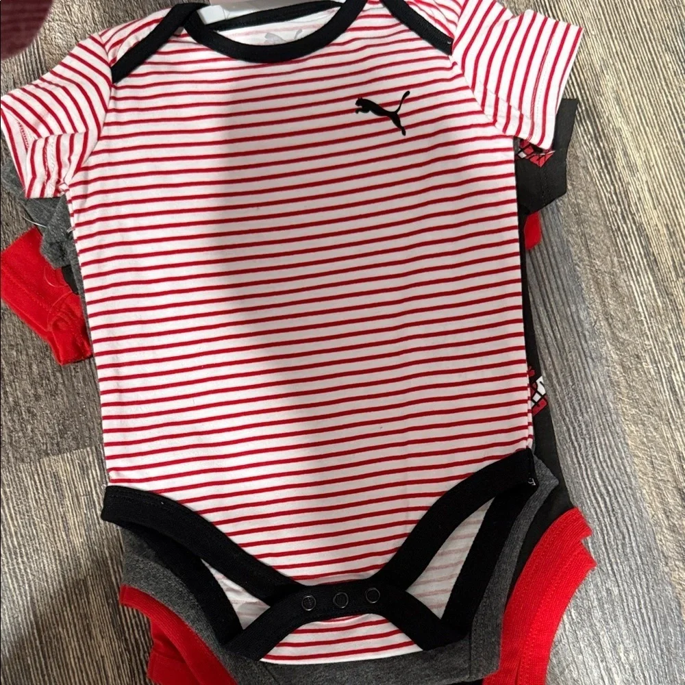 4 pack Puma Bold Red baby Bodysuit